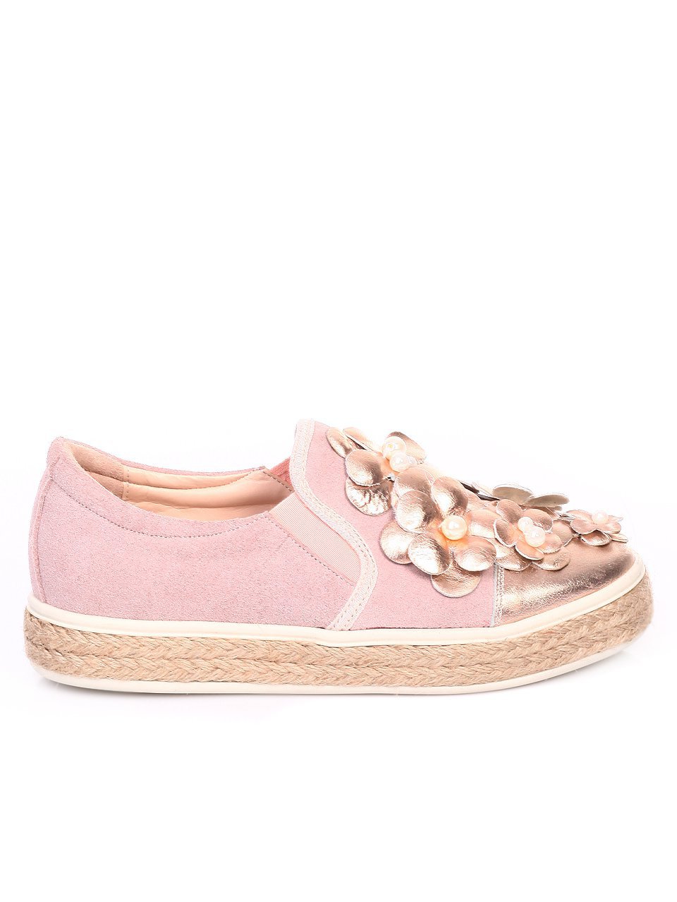 Дамски обувки от естествена кожа и естествен велур 3AT-17628 pink