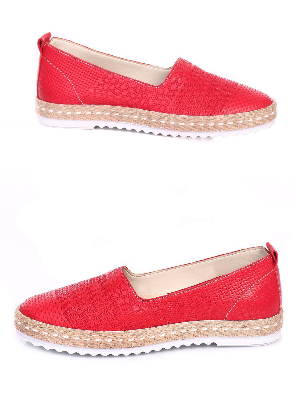 Ежедневни дамски обувки от естествена кожа 3AB-17649 red