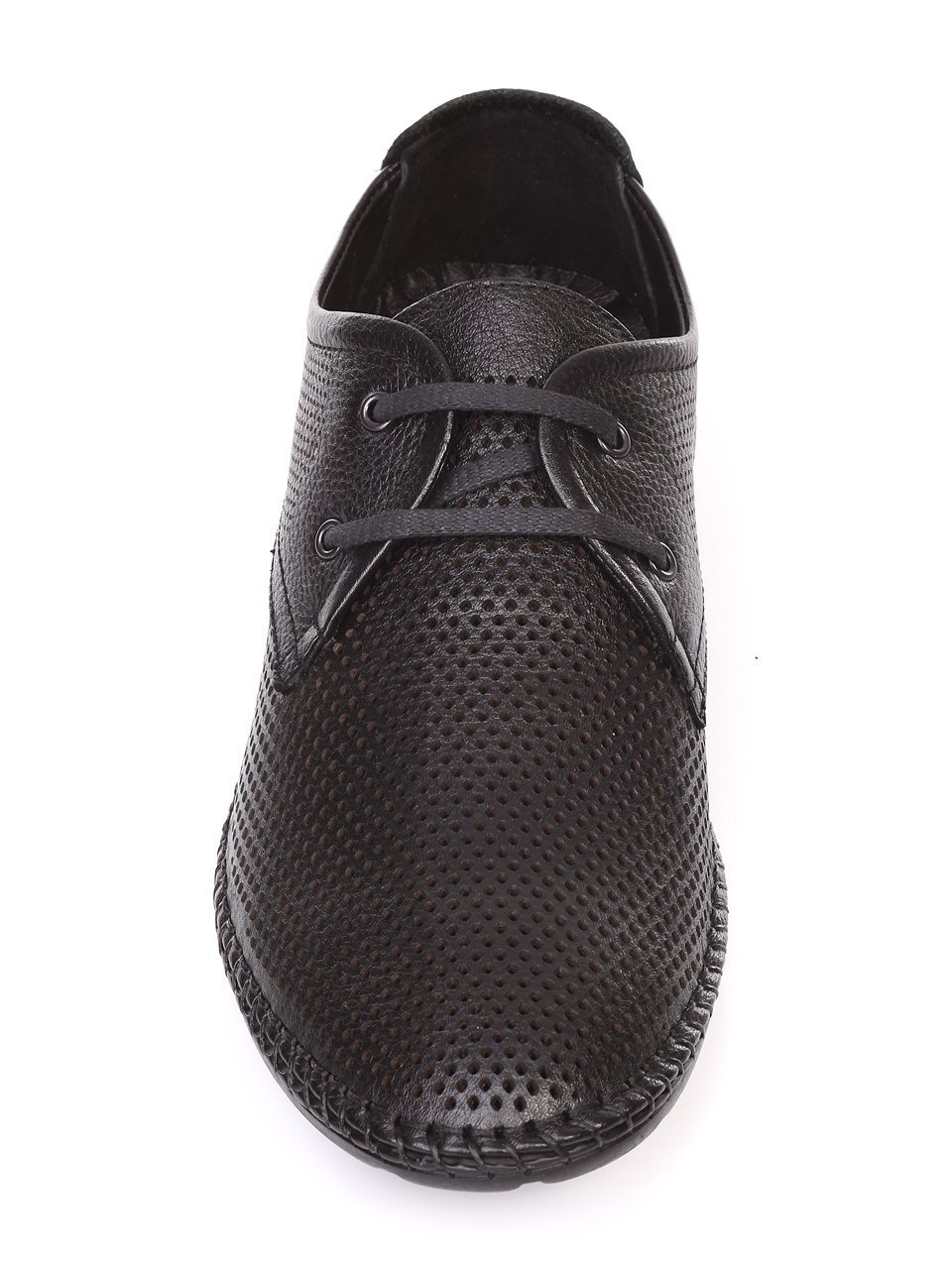 Ежедневни мъжки обувки от естествена кожа в черно 7AT-18524 black