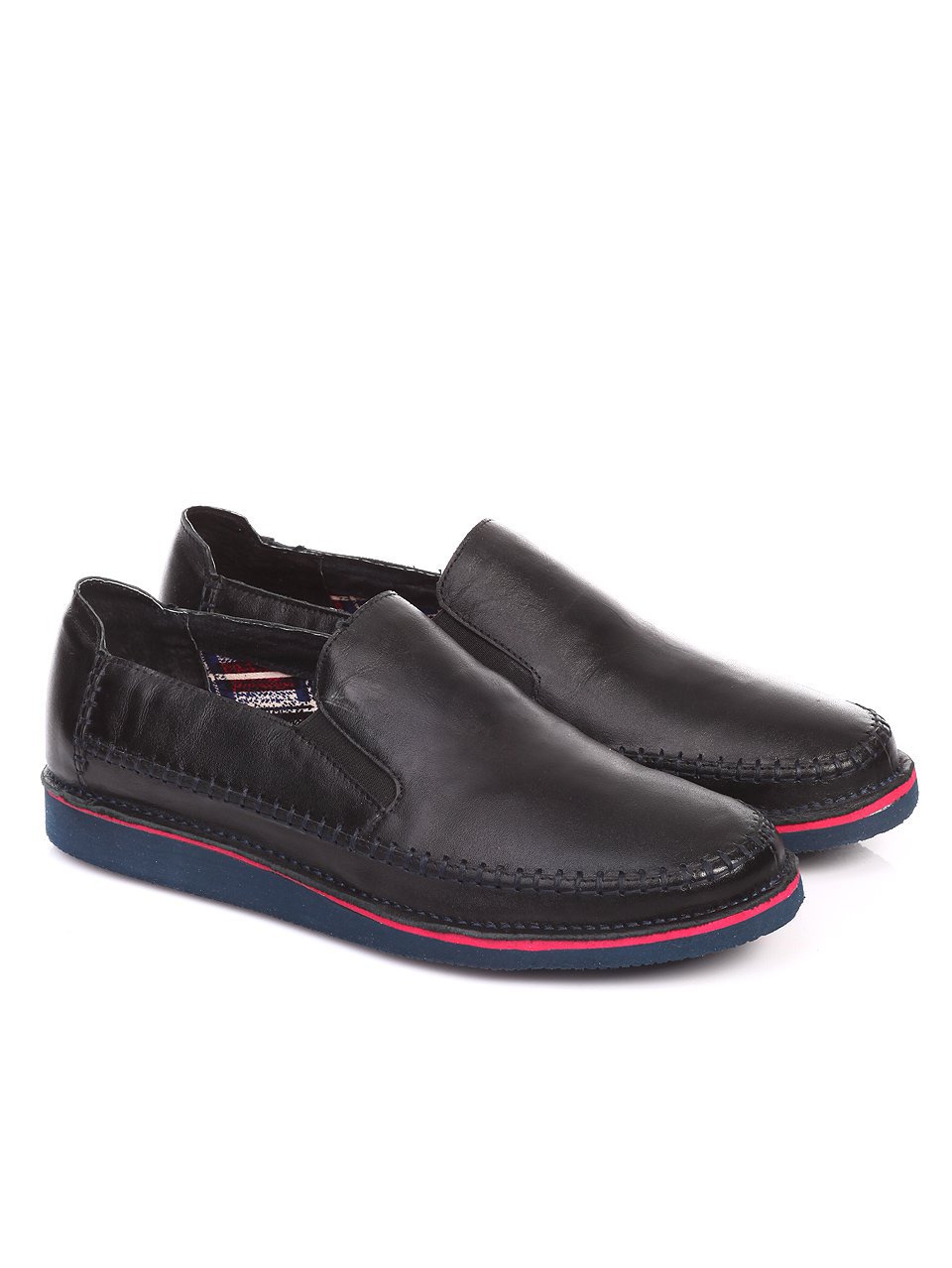 Ежедневни мъжки обувки от естествена кожа в черно 7N-17415 black