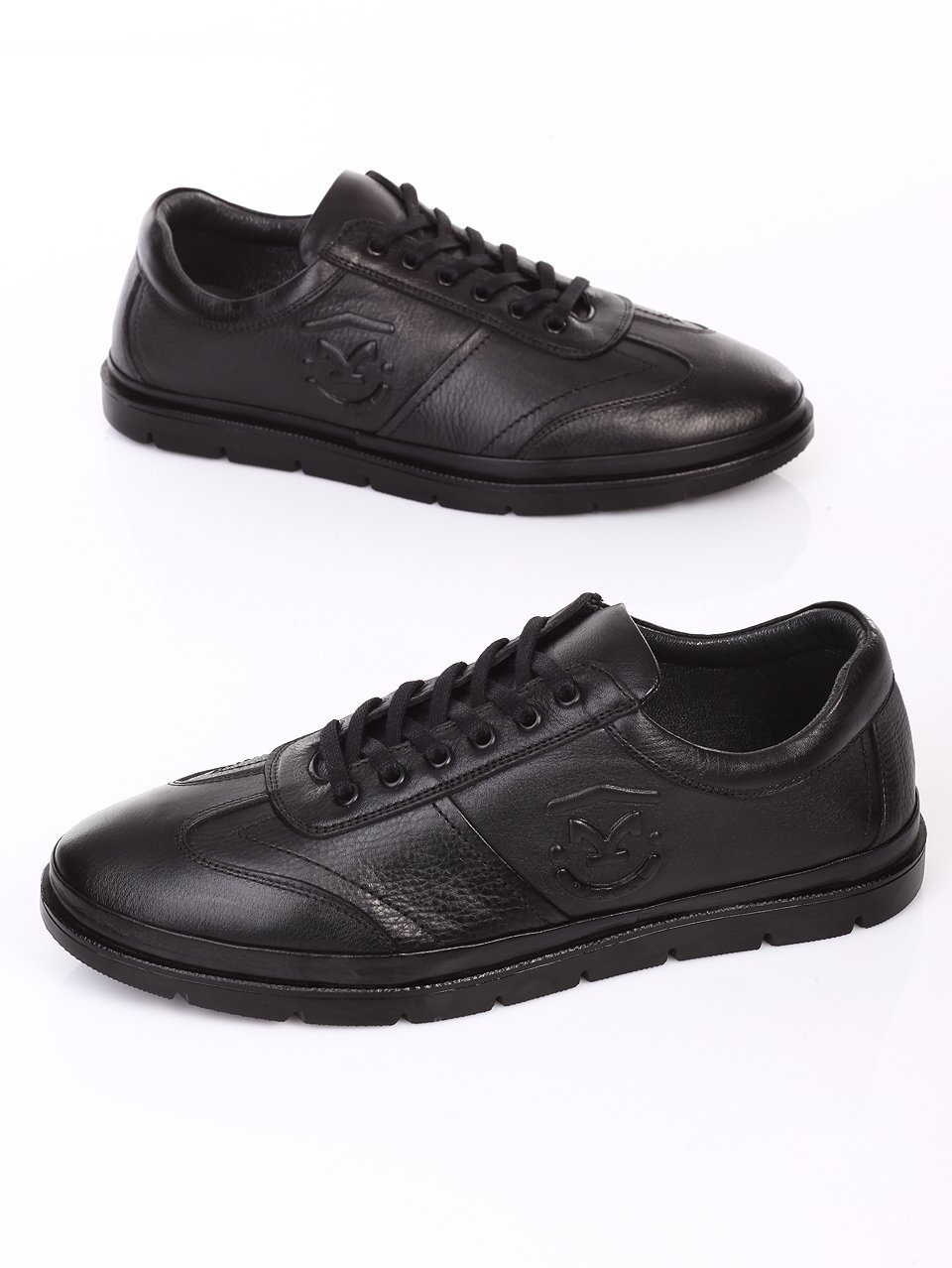 Мъжки обувки от естествена кож в черно 7AT-16879 black