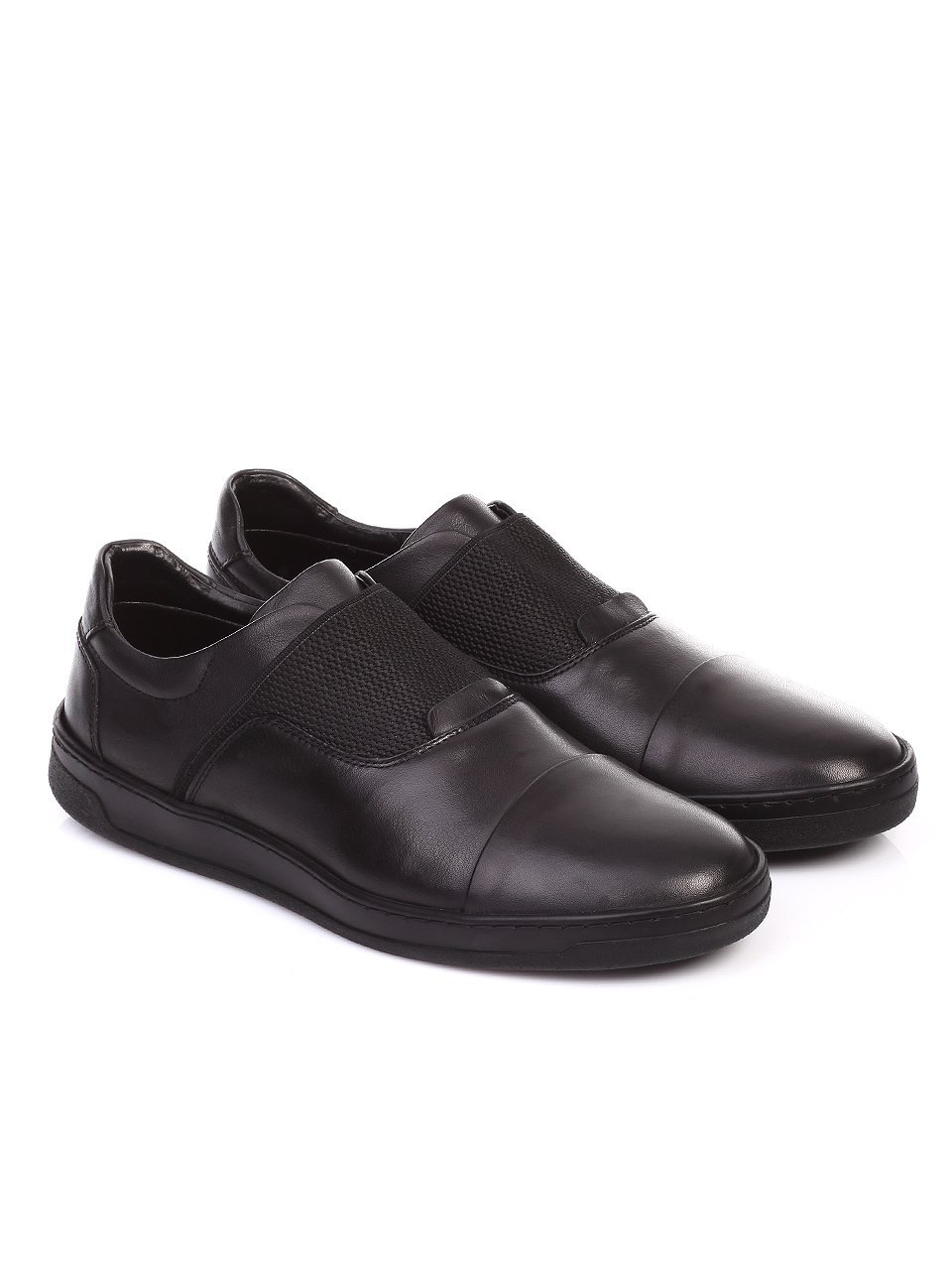 Спортно-елегантни мъжки обувки от естествена кожа 7AT-17589 black