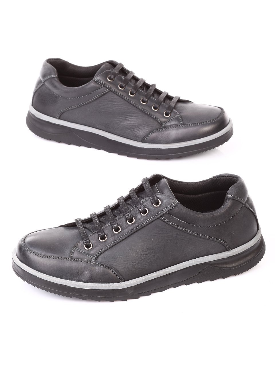 Ежедневни мъжки обувки от естествен набук в черно 7N-17785 black