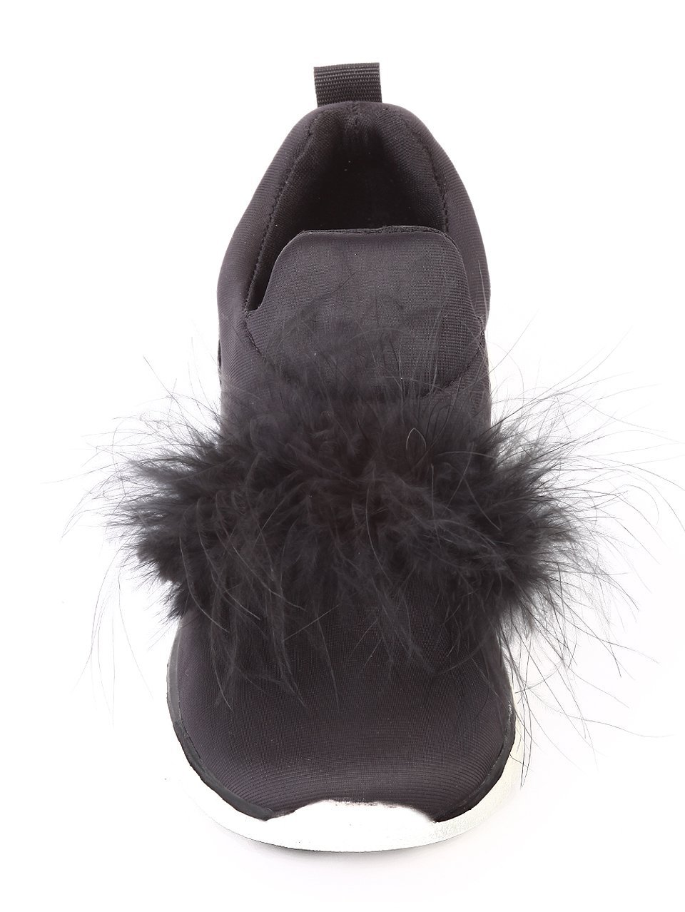 Ежедневни детски обувки с естветвен пух в черно 18P-17709 black