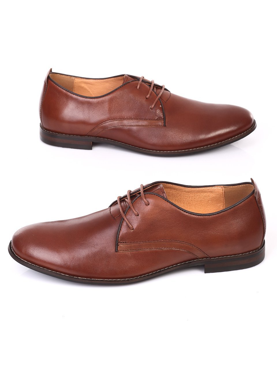 Елегантни мъжки обувки от естествена кожа 7N-18391 brown
