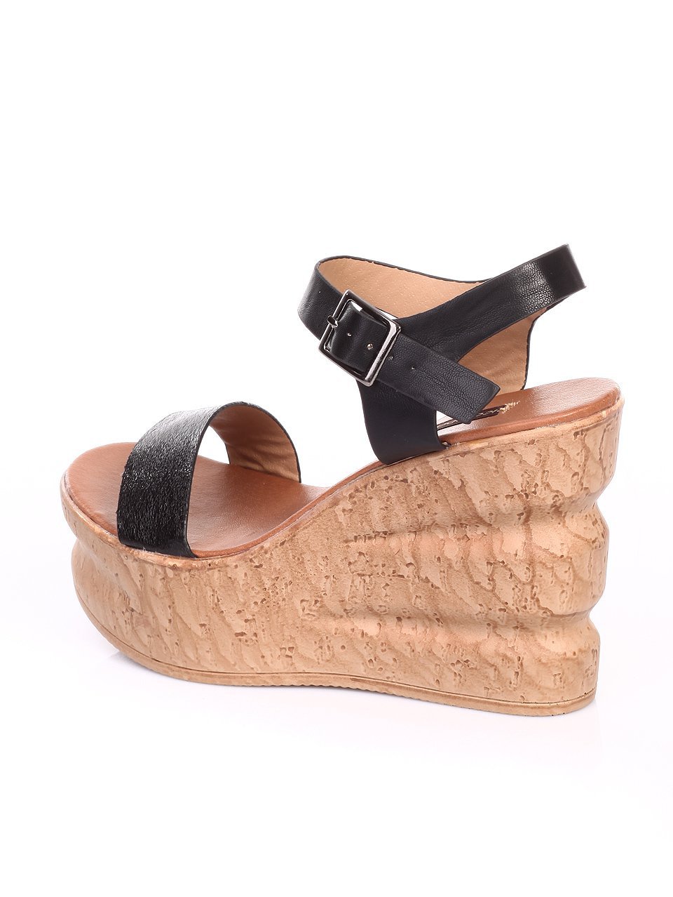 Елегантни дамски сандали на платформа в черно 4S-17379 black