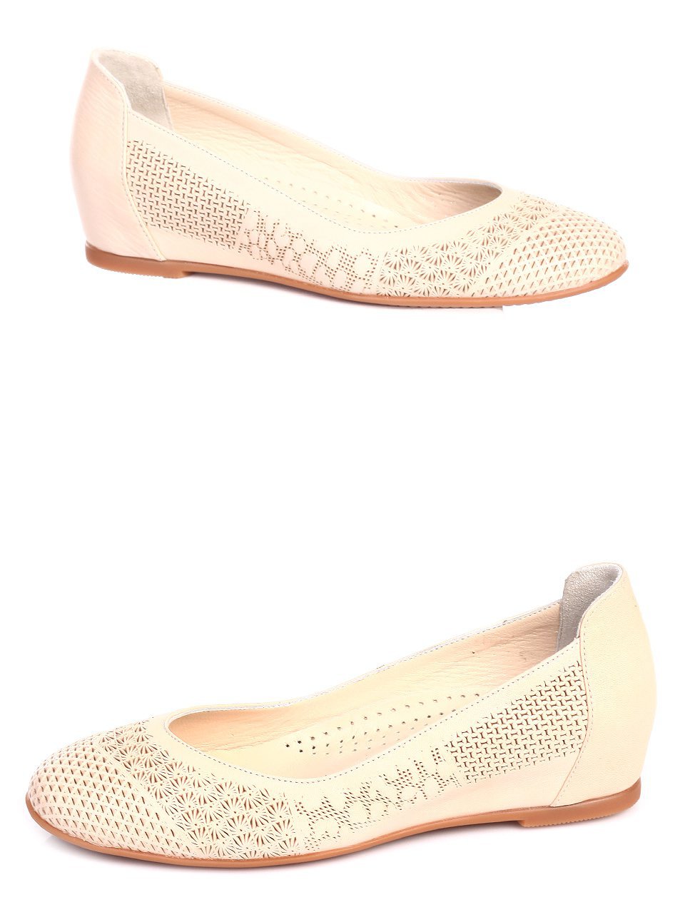Ежедневни дамски обувки от естествена кожа 3AT-17570 beige