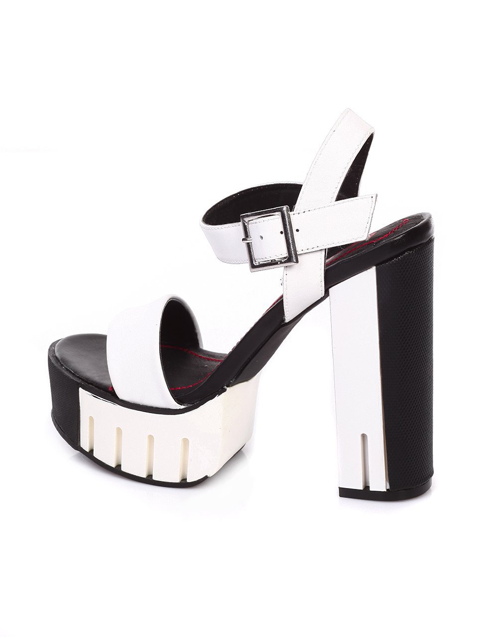 Елегантни дамски сандали на ток от естествена кожа 4AR-17457 white