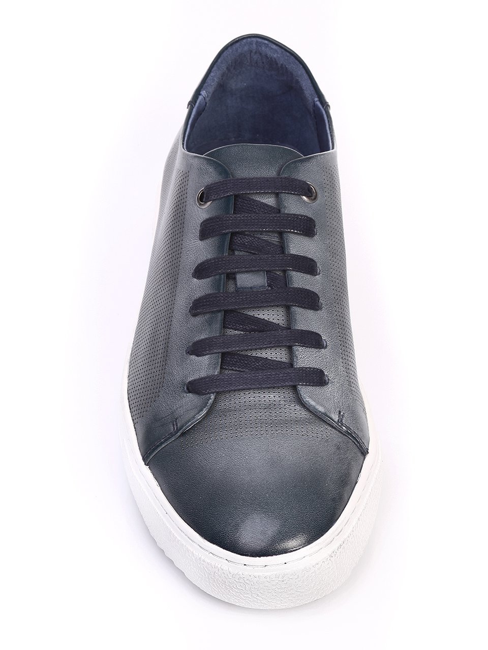 Ежедневни мъжки обувки от естествена кожа в синьо 7N-17387 navy