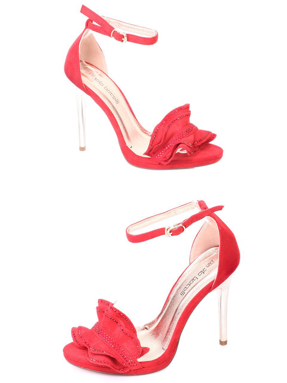 Елегантни дамски сандали на ток в червено 4R-18006 red