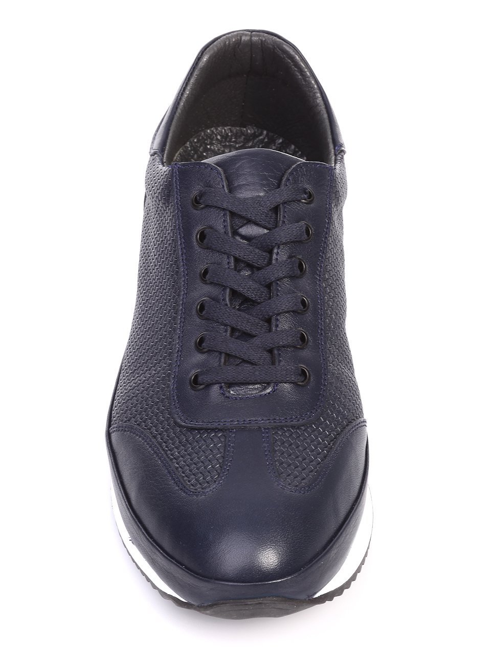 Ежедневни мъжки обувки от естествена кожа в синьо 7AT-17593 dk blue