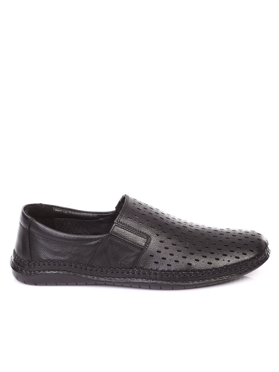 Ежедневни мъжки обувки от естествена кожа в черно 7AT-18585 black