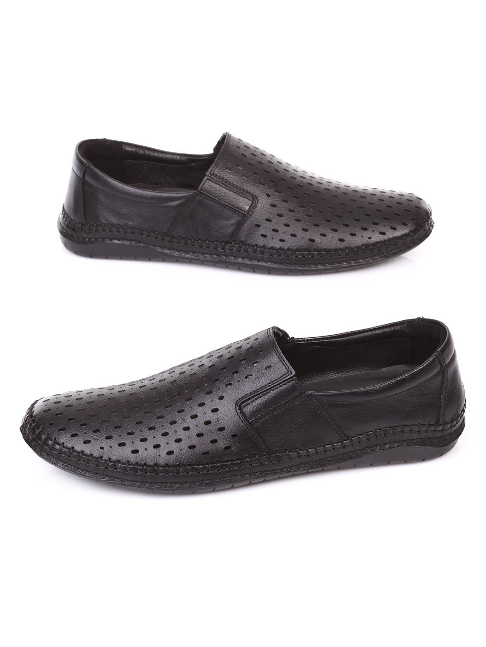 Ежедневни мъжки обувки от естествена кожа в черно 7AT-18585 black
