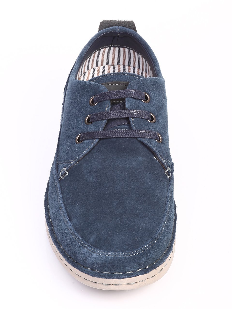 Ежедневни мъжки обувки от естествен велур в синьо 7N-17402 navy
