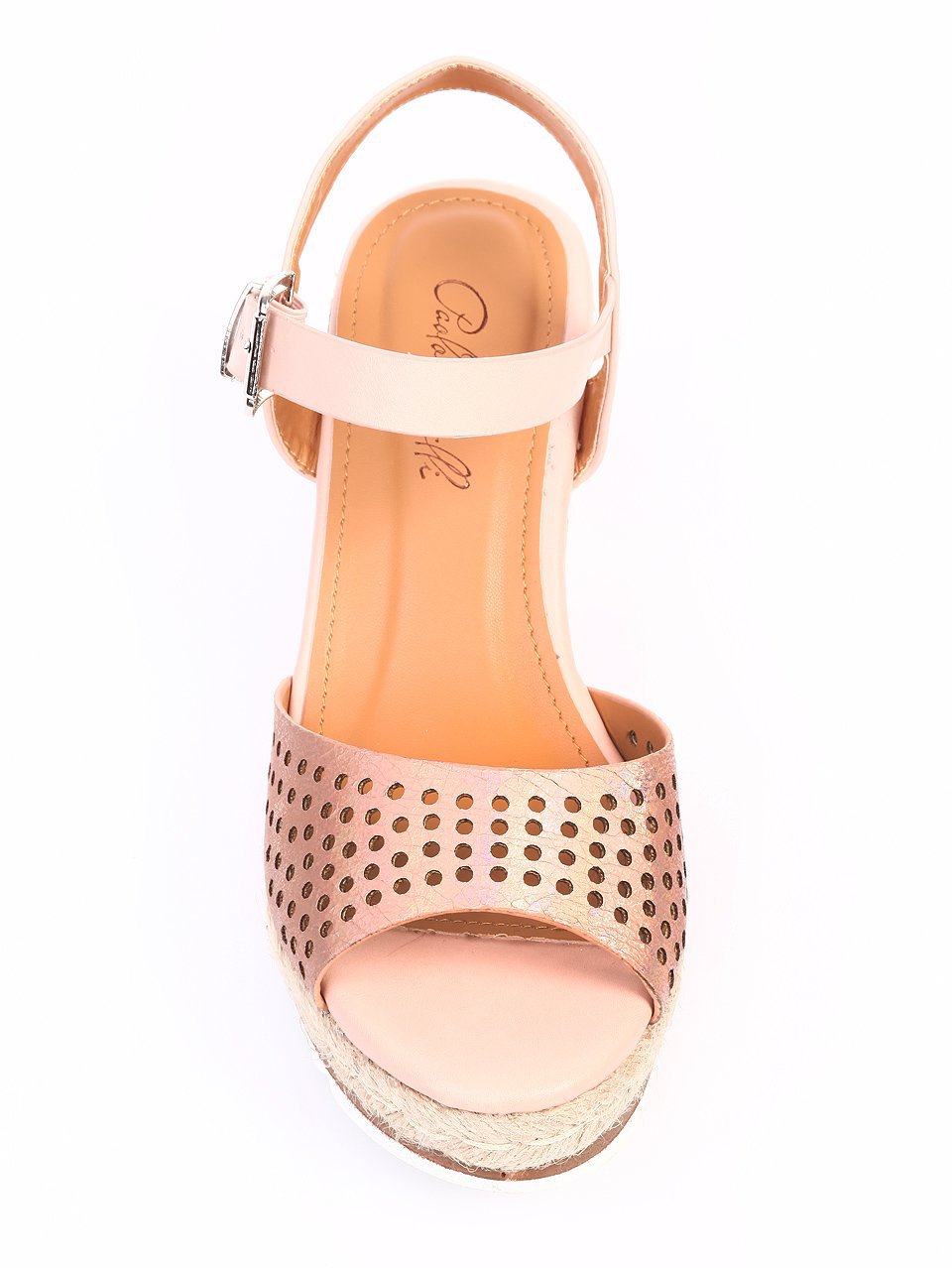 Ежедневни дамски сандали на платформа в розово 4H-17155 champagne