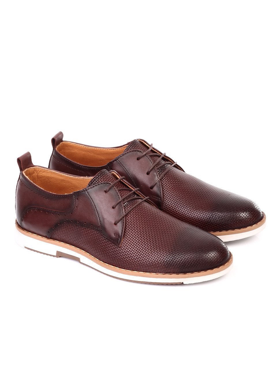 Ежедневни мъжки обувки от естествена кожа в кафяво 7AT-18557 brown 
