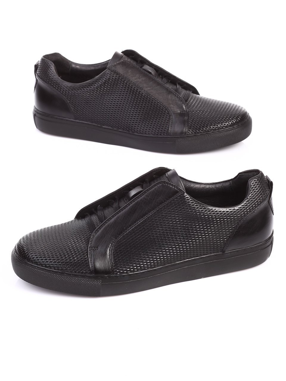 Ежедневни мъжки обувки от естествена кожа в черно 7N-17384 black 