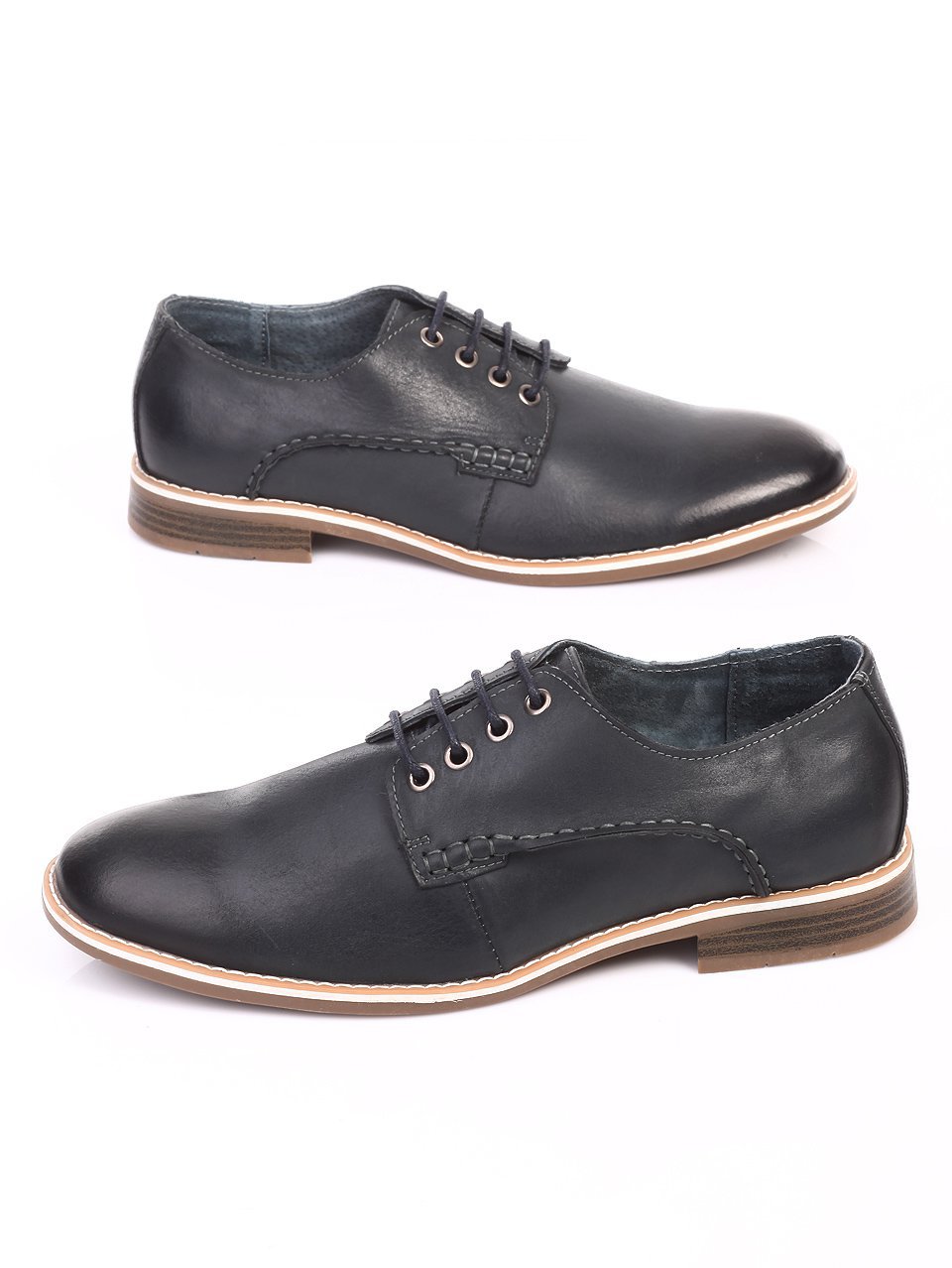 Елегантни мъжки обувки от естествен набук 7N-17398 navy