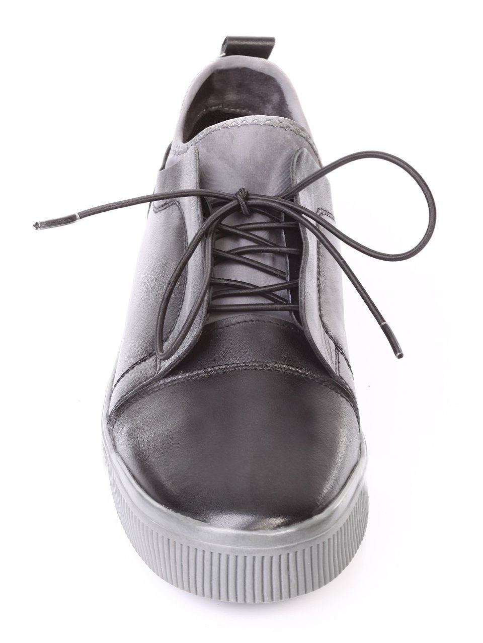 Ежедневни мъжки обувки от естествена кожа в черно и синьо 7N-17834 black/grey