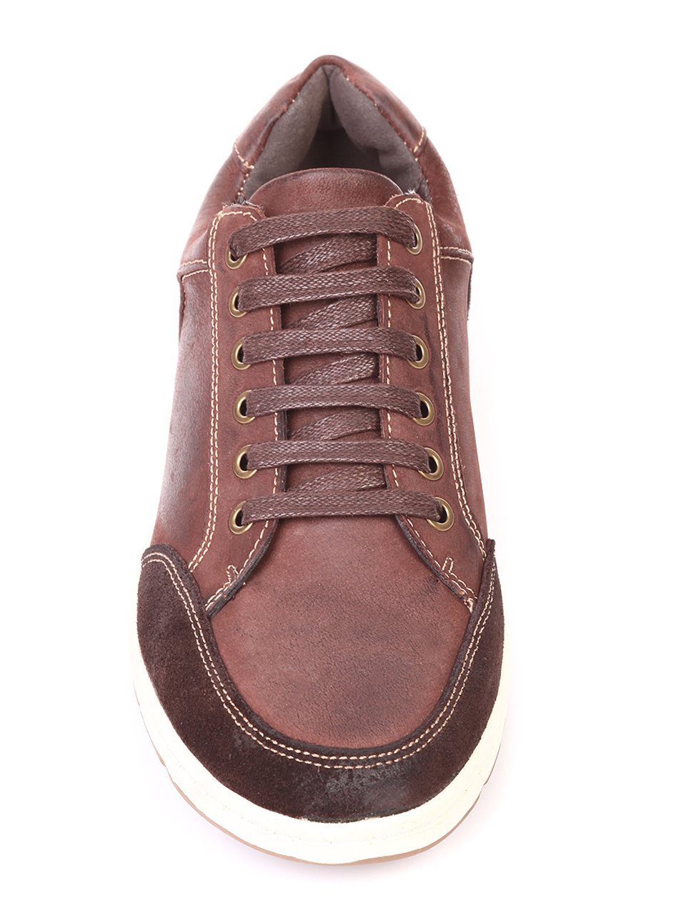 Мъжки обувки от естествена кожа и естествен велур 7N-17777 lt.coffee