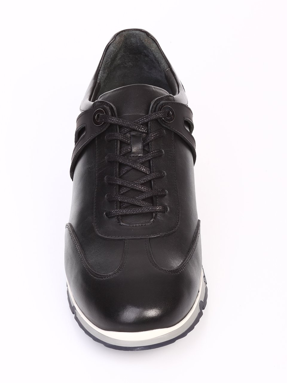 Ежедневни мъжки обувки от естествена кожа в черно 7AT-16889 black