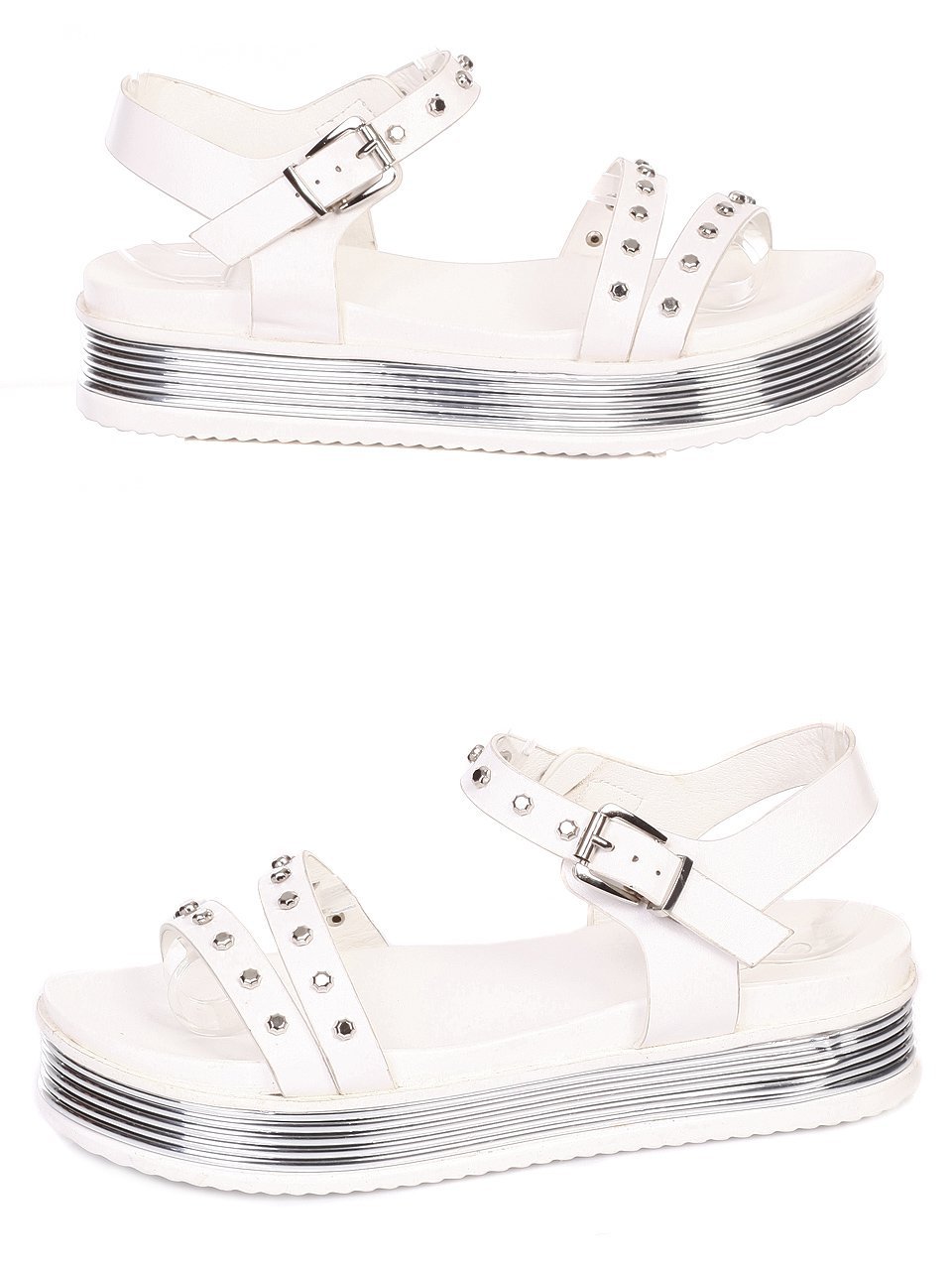 Ежедневни дамски сандали на платформа в бяло 4F-18329 white