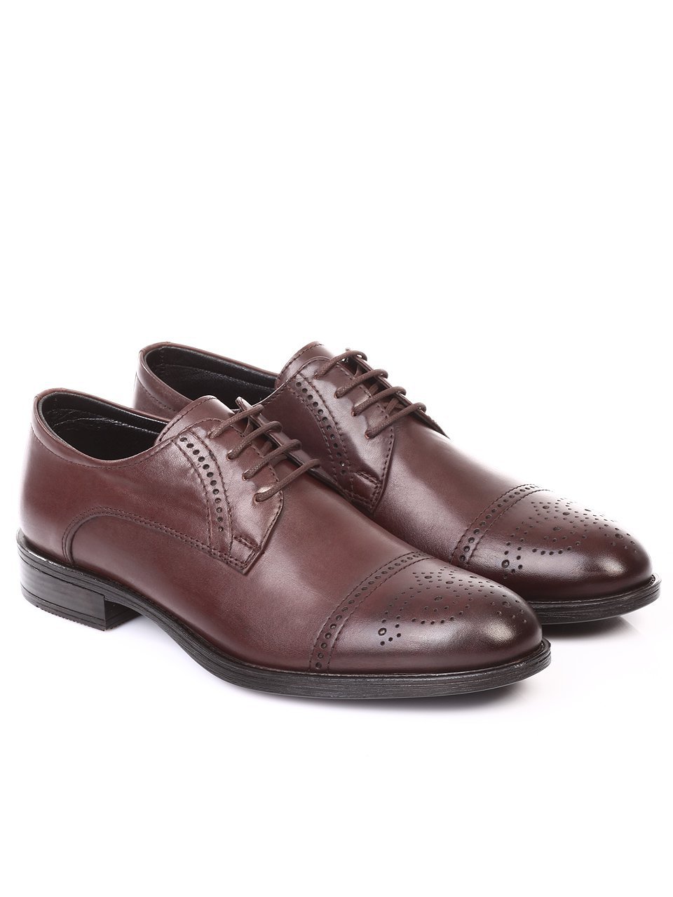 Елегантни мъжки обувки от естествена кожа 7AT-171201 brown