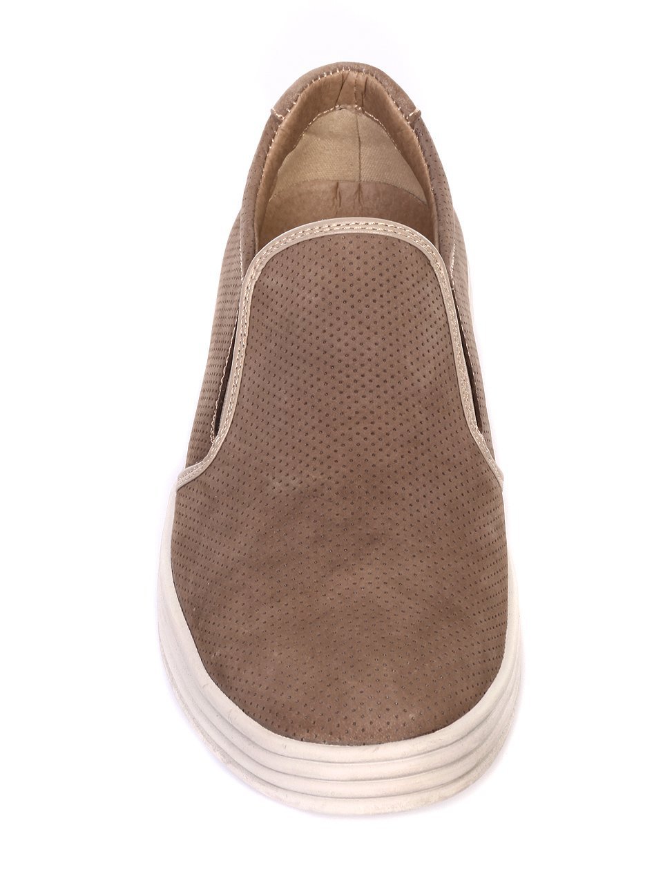 Ежедневни мъжки обувки от естествен набук в бежово 7N-18112 beige