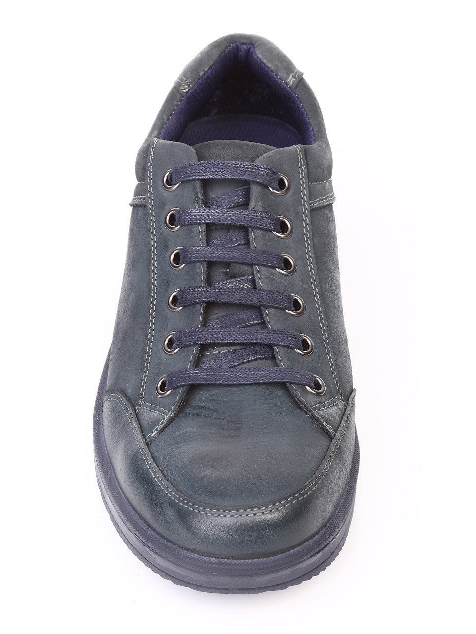 Ежедневни мъжки обувки от естествен нбаук в синьо 7N-17785 navy
