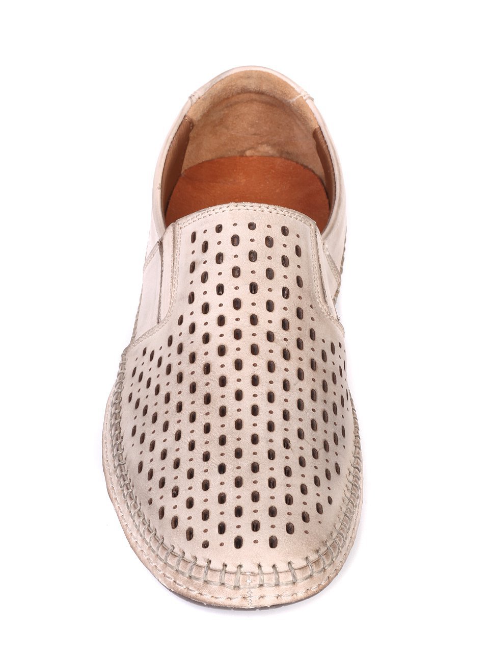 Ежедневни мъжки обувки от естествена кожа в бежово 7AT-18585 beige