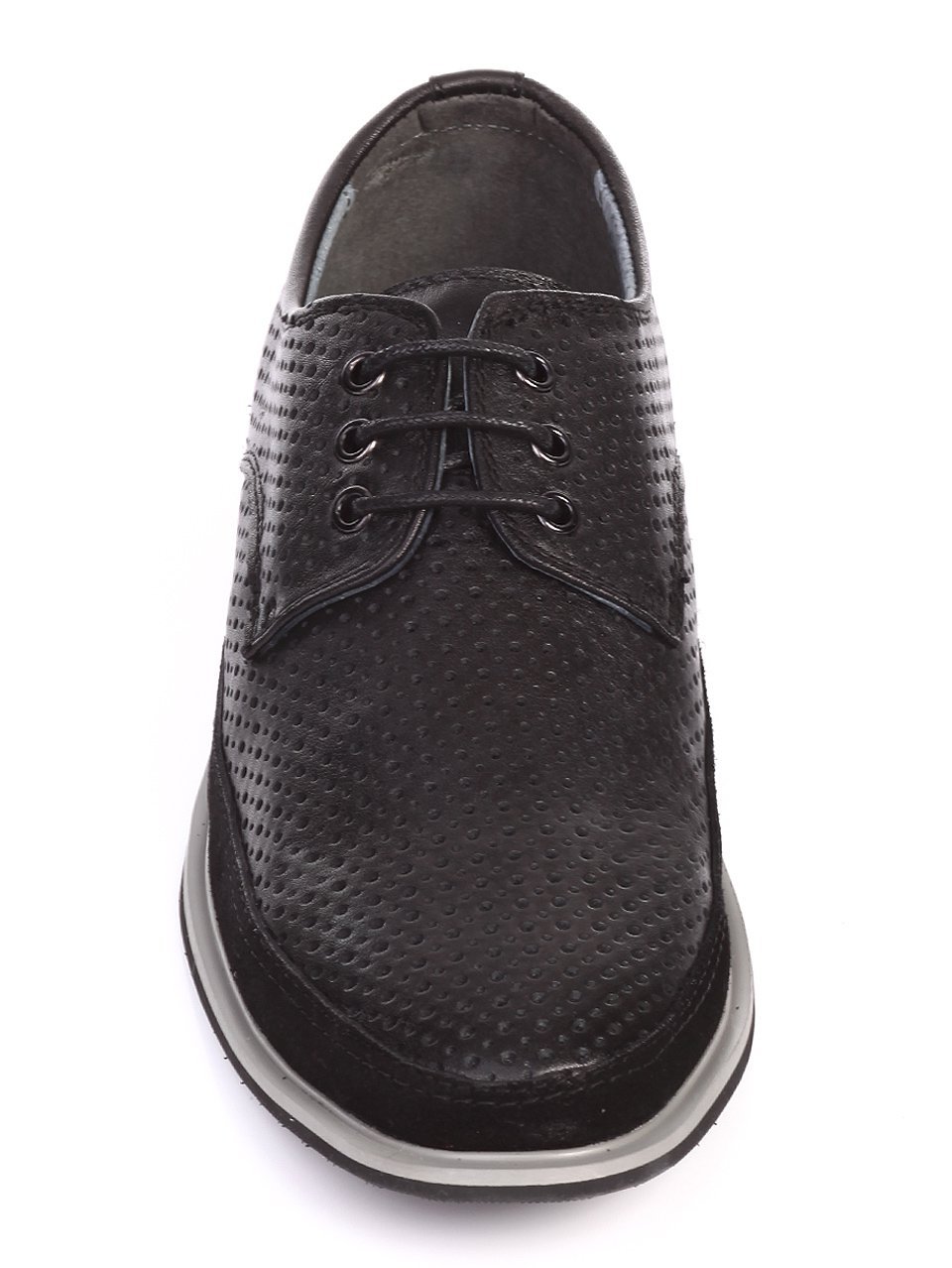 Мъжки обувки от естествена кожа и естествен велур 7N-17419 black
