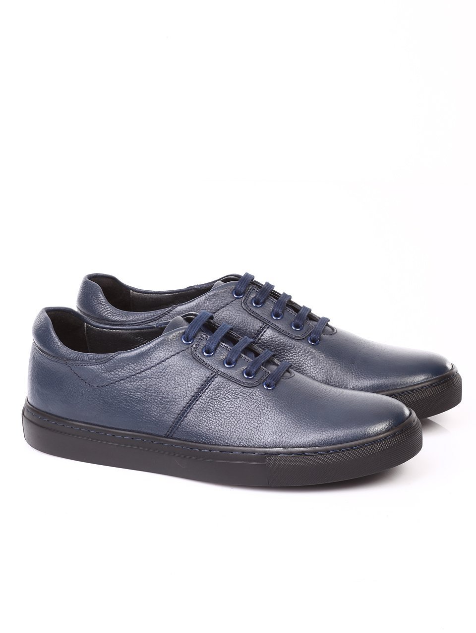 Спортно-елегантни мъжки обувки от естествена кожа 7AT-171187 dk.blue