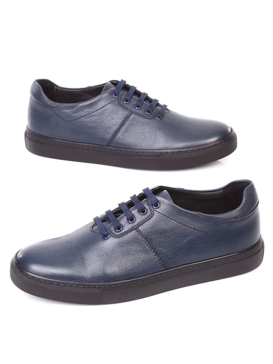 Спортно-елегантни мъжки обувки от естествена кожа 7AT-171187 dk.blue