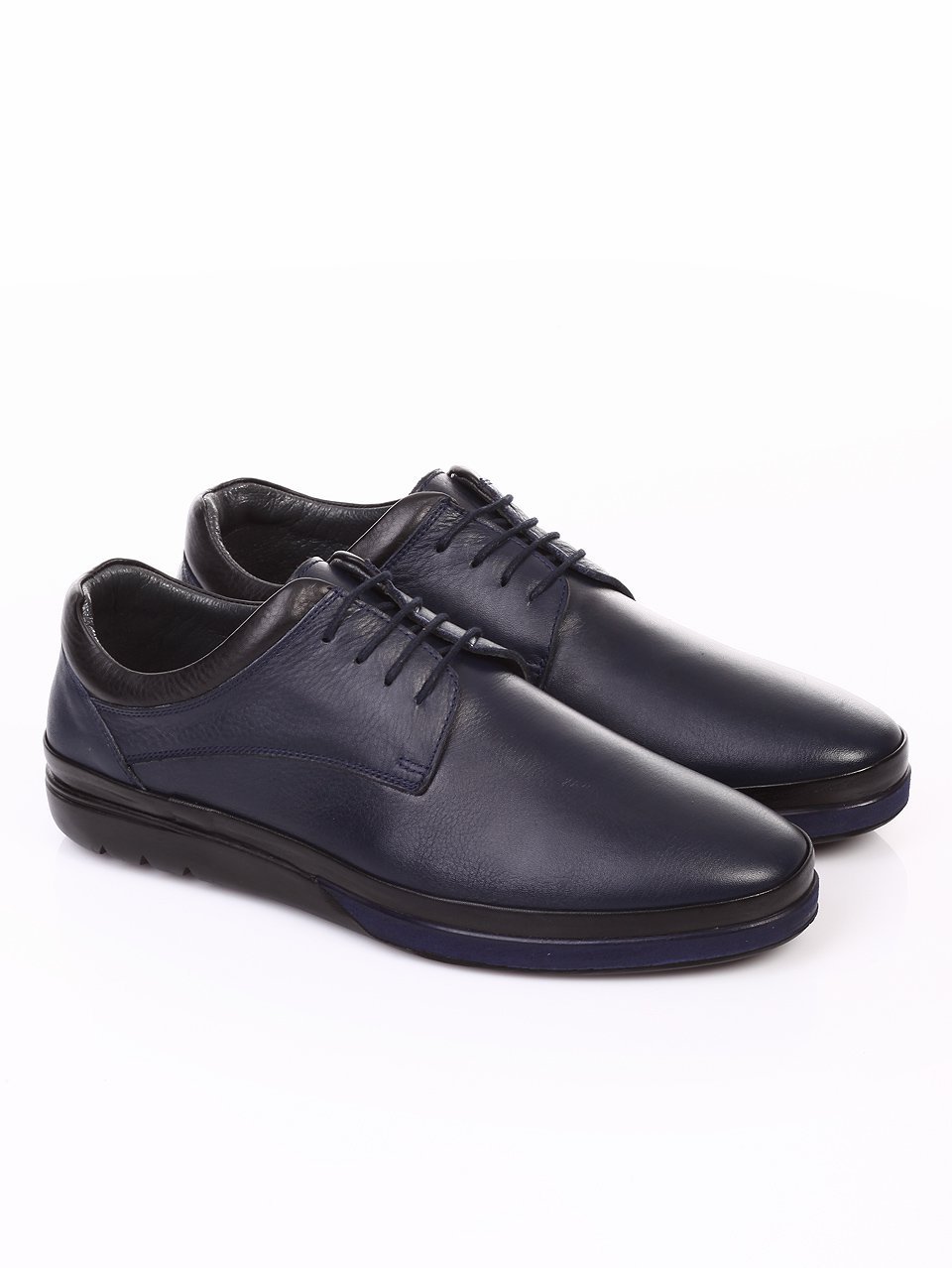 Спортно-елегантни мъжки обувки от естествена кожа 7AT-16868 navy 