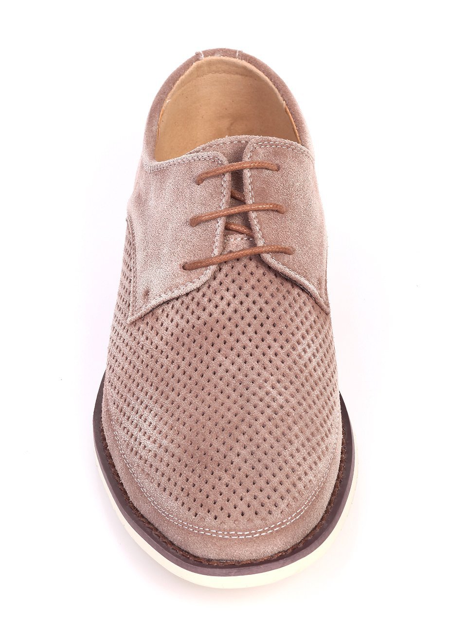 Ежедневни мъжки обувки от естествен велур в бежово 7N-17427 beige