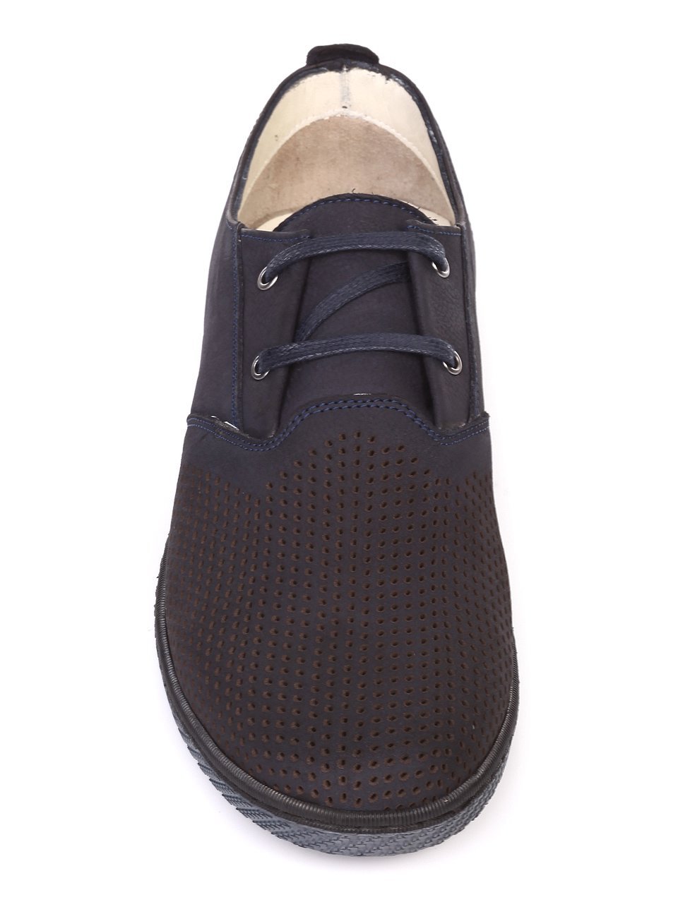 Ежедневни мъжки обувки от естествена кожа в синьо 7AT-18518 navy
