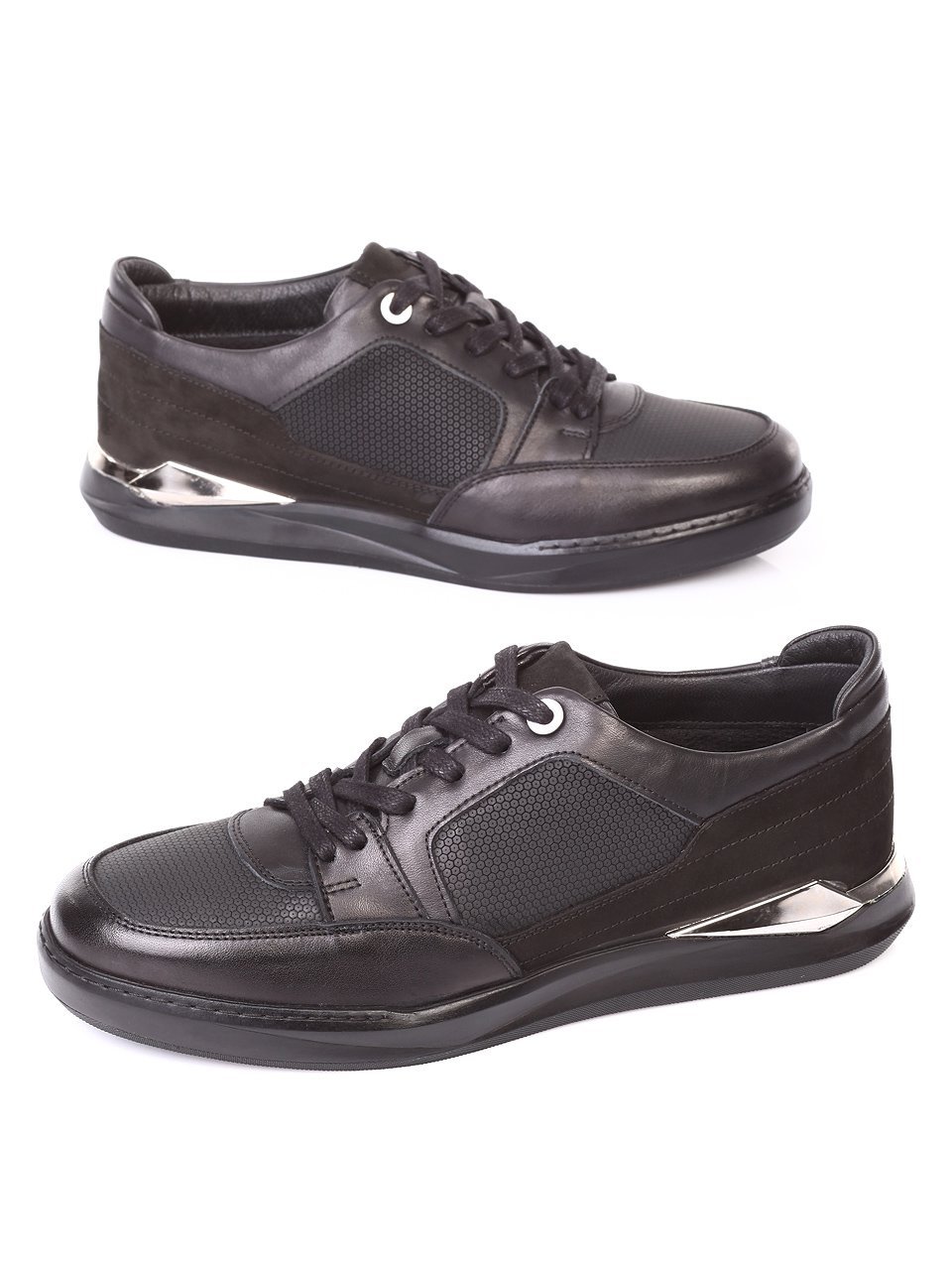 Ежедневни мъжки обувки от естествена кожа в черно 7AT-171122 black