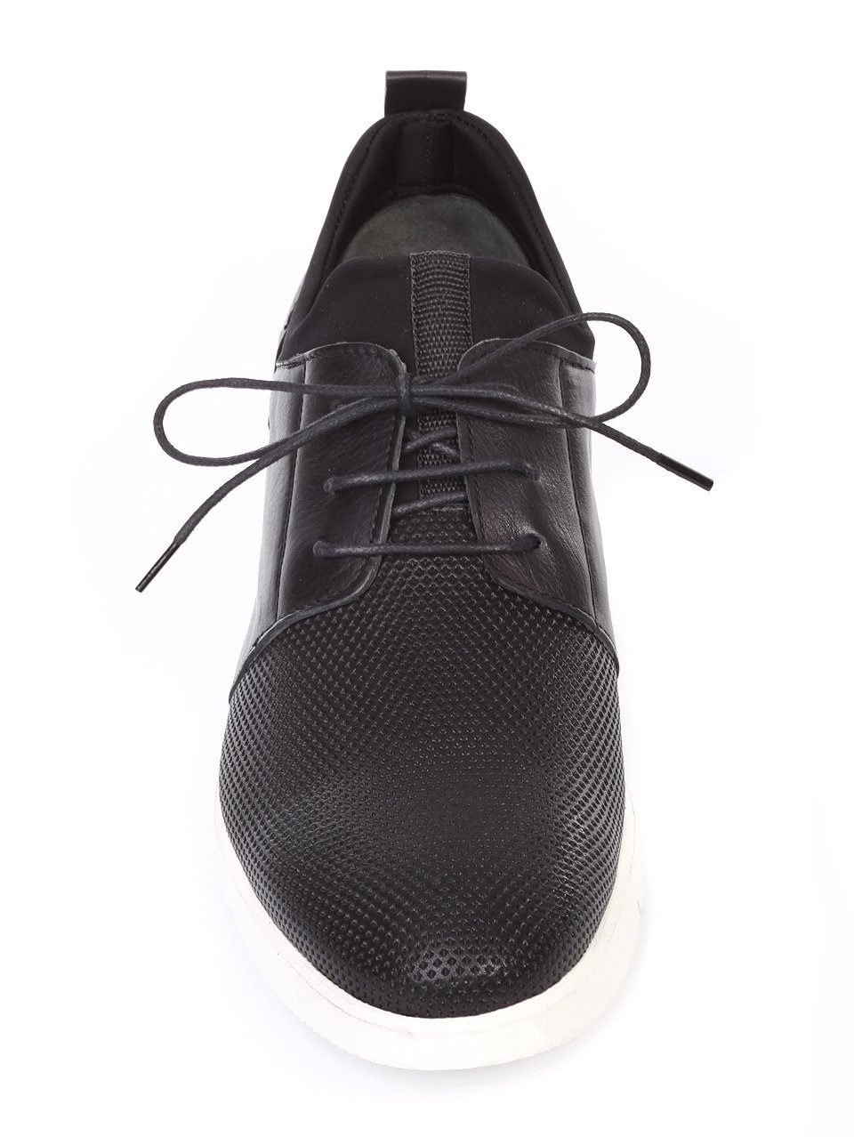 Ежедневни мъжки обувки от естествена кожа в черно 7AT-18590 black