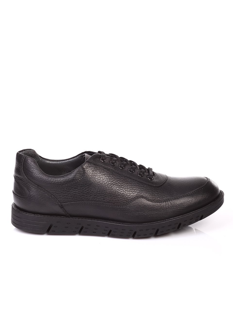 Ежедневни мъжки обувки от естествена кожа в черно 619-207 black
