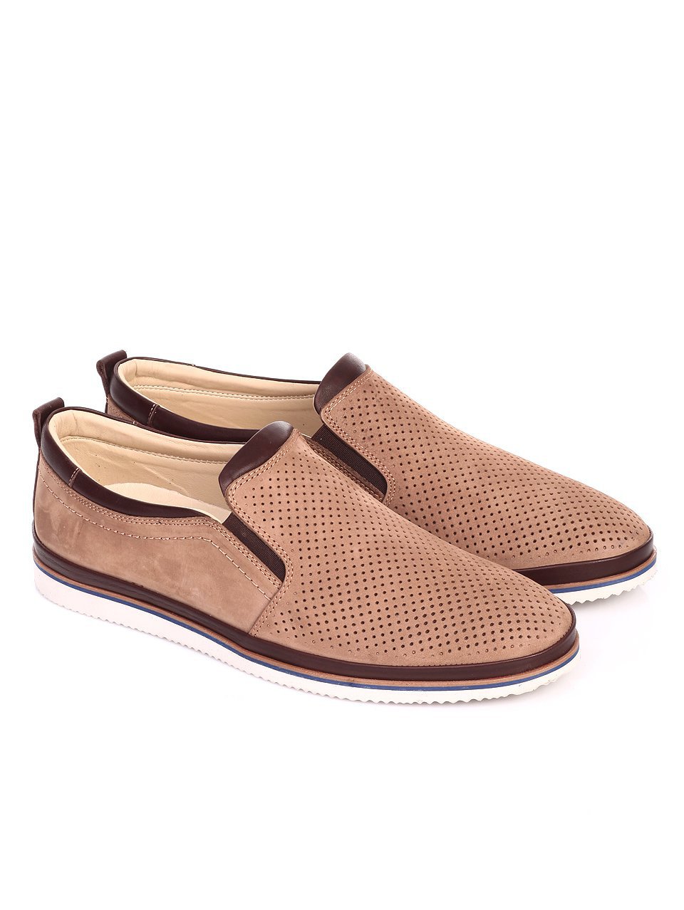 Спортно-елегантни мъжки обувки от естествен набук 7AT-17616 brown