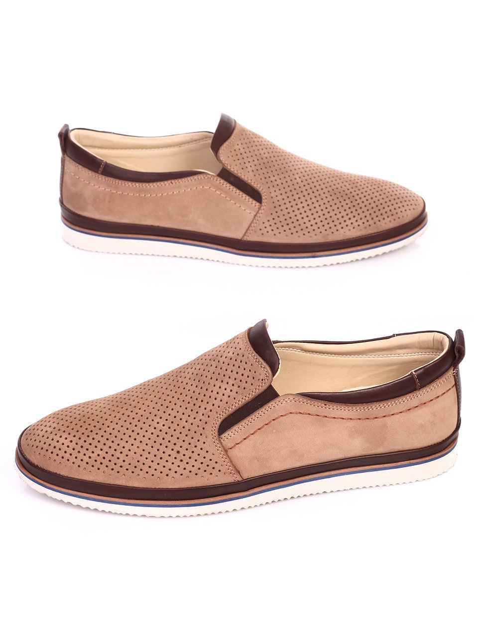 Спортно-елегантни мъжки обувки от естествен набук 7AT-17616 brown