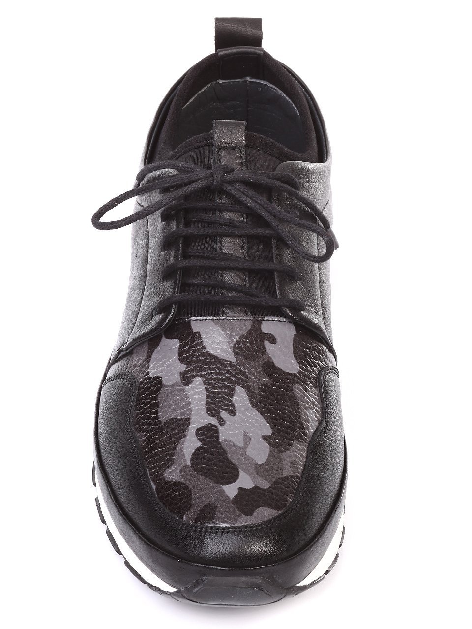 Ежедневни мъжки обувки от естествена кожа в черно 7AT-18561 mix