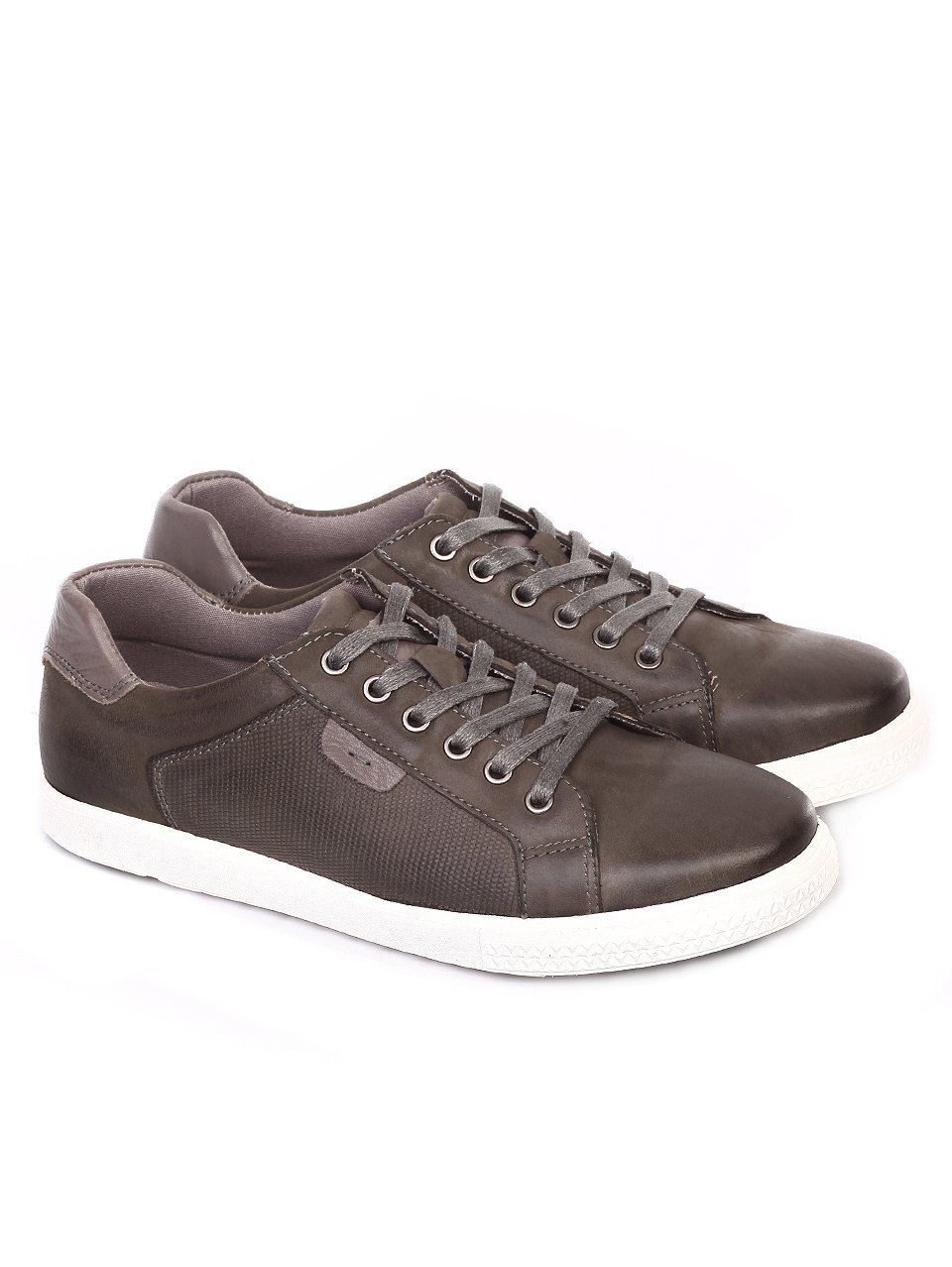 Ежедневни мъжки обувки от естествен набук в сиво 7N-18102 grey
