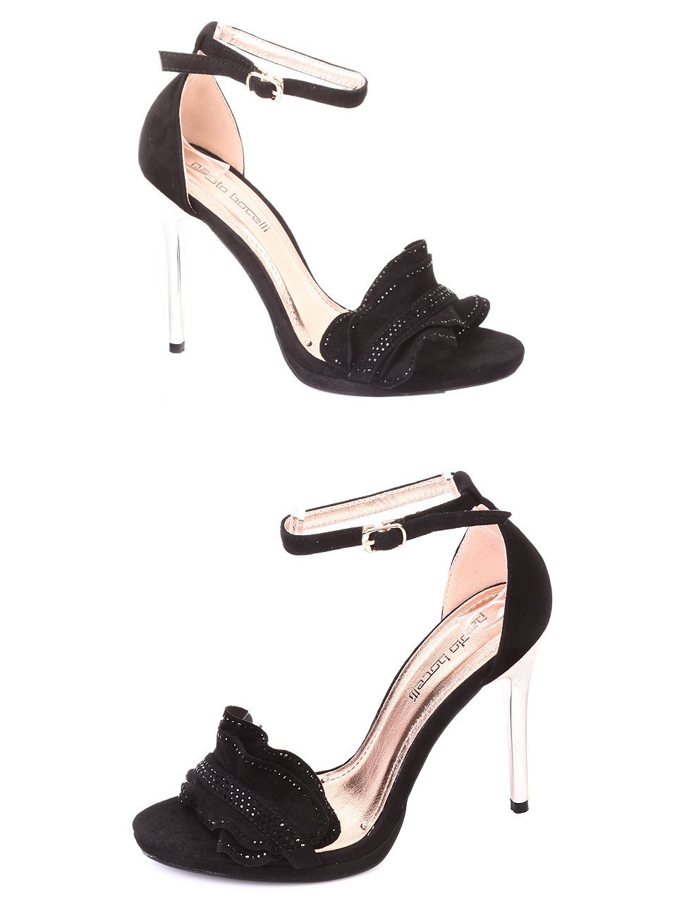 Елегантни дамски сандали на ток в черно 4R-18006 black