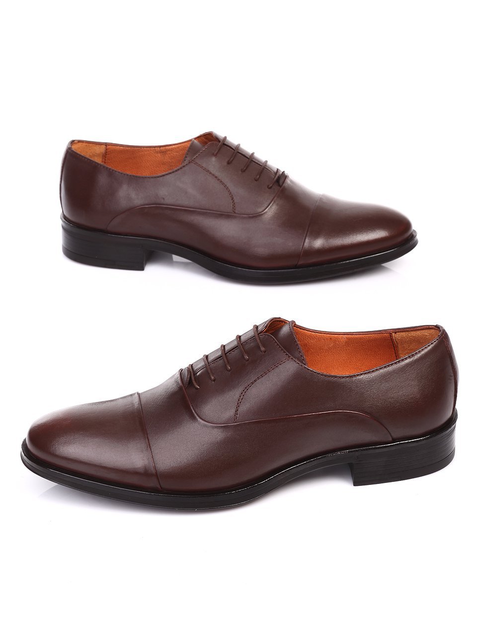 Официални мъжки обувки от естествена кожа в кафяво 7AT-16895 brown