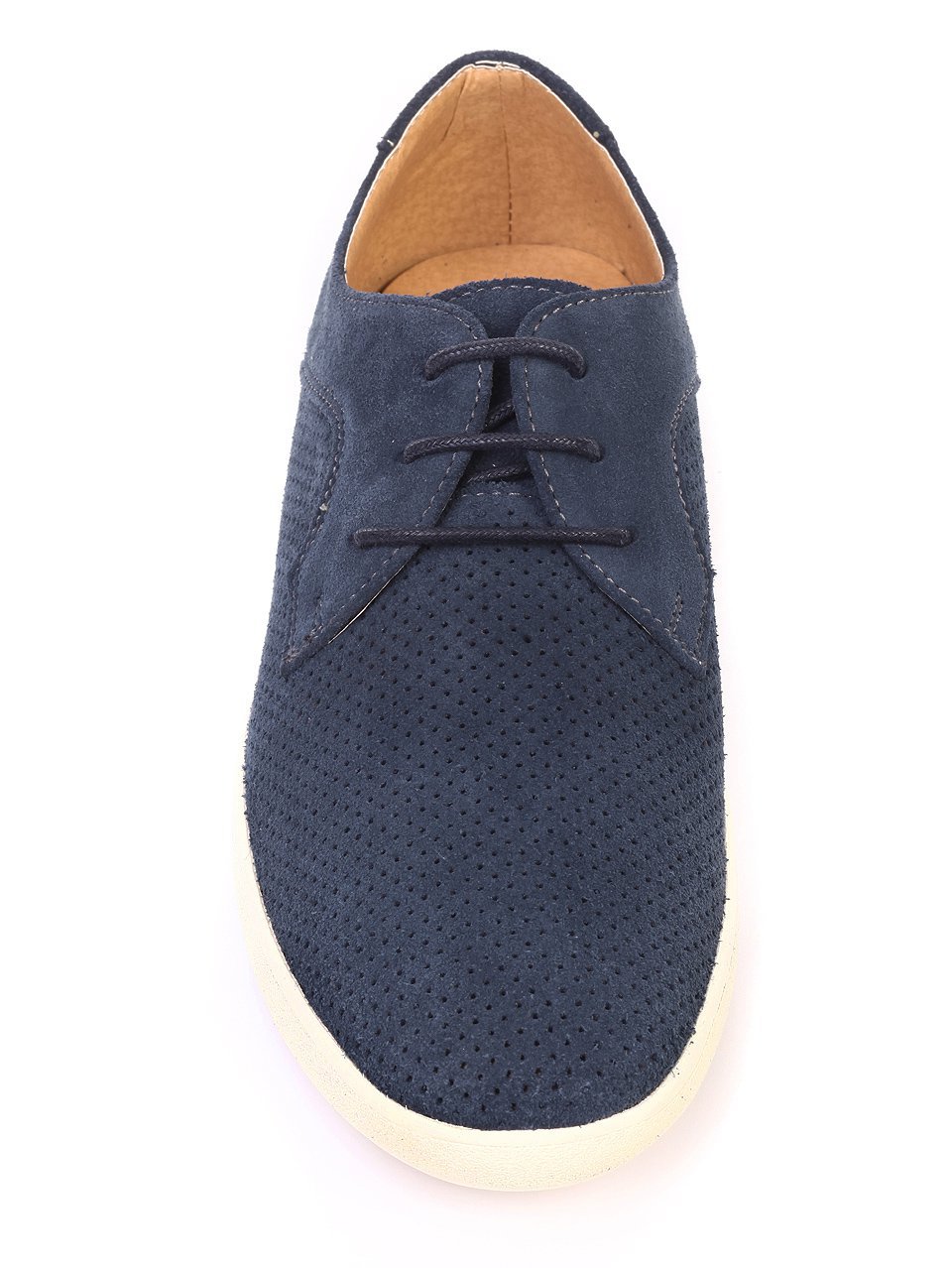 Ежедневни мъжки обувки от естествен велур в синьо 7N-18135 navy