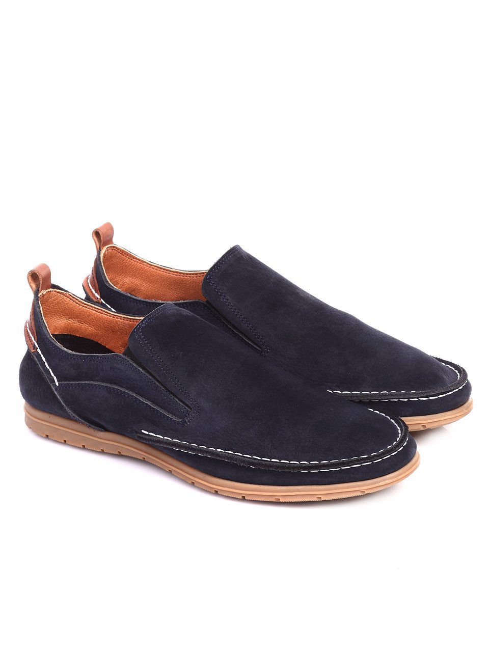 Спортно-елегантни мъжки обувки от естествен велур 7AT-17595 dk blue