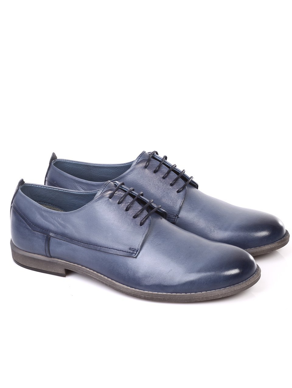 Ежедневни мъжки обувки от естествена кожа в синьо 7AT-18559 blue