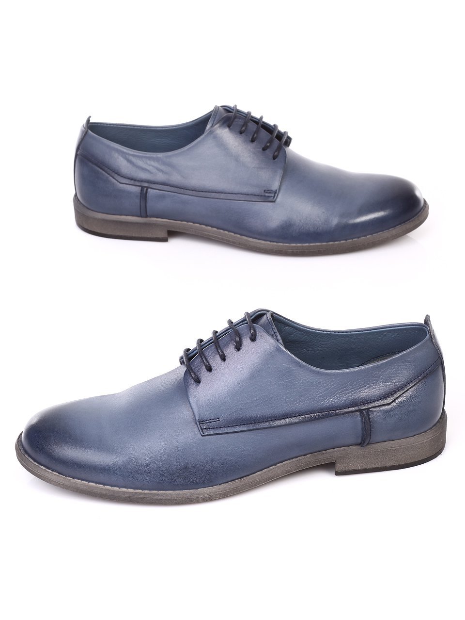 Ежедневни мъжки обувки от естествена кожа в синьо 7AT-18559 blue