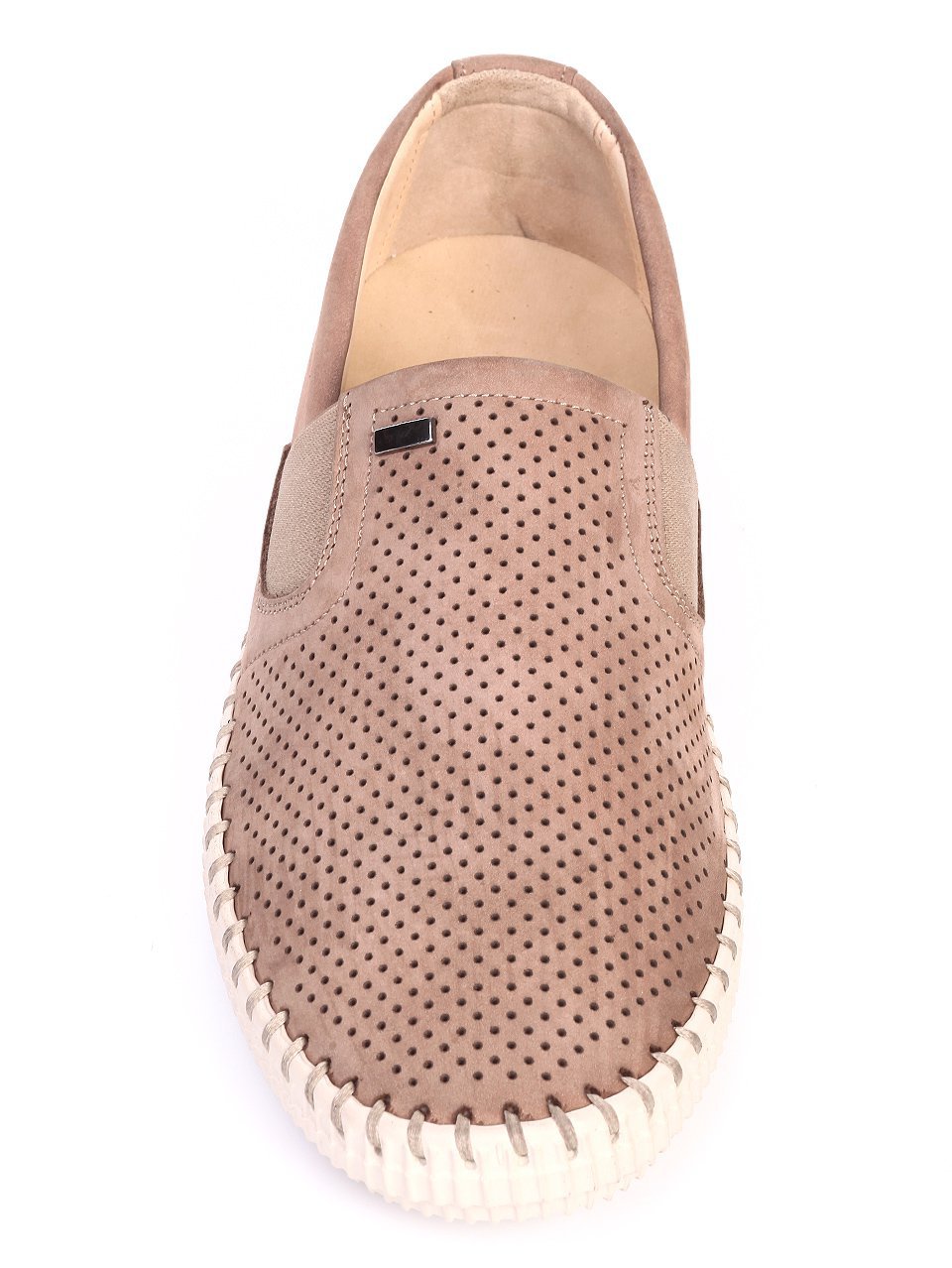 Ежедневни мъжки обувки от естествен велур в кафяво 7AT-17564 brown